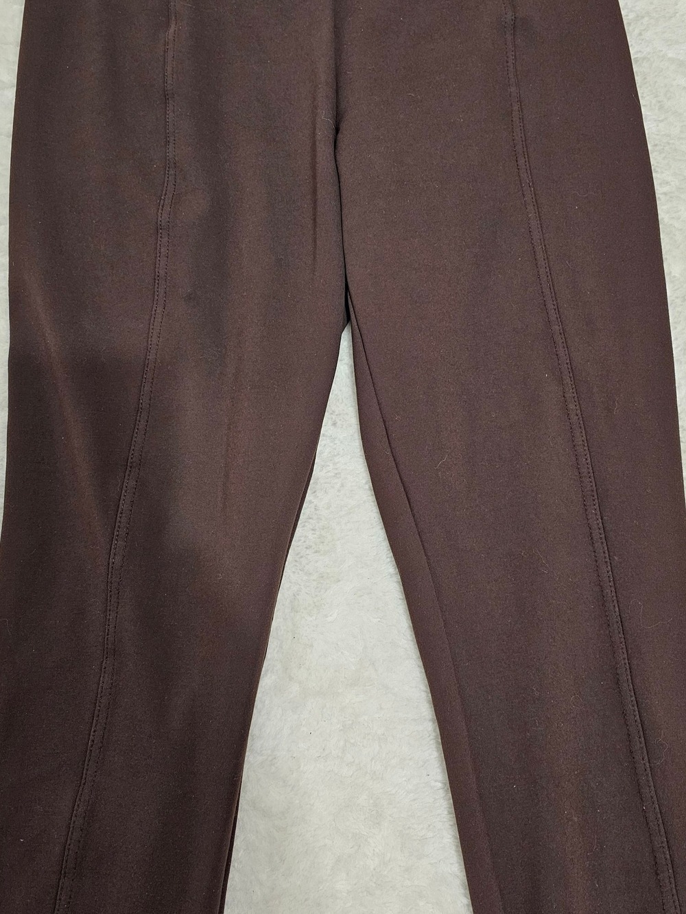 Brown Ponte Knit Pull On Pants Quiet Luxury Minimalist Academia Capsule Wardrobe - Picture 4 of 10